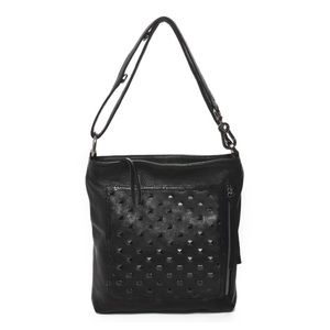 Adjustable shoulder/crossbody black leather purse